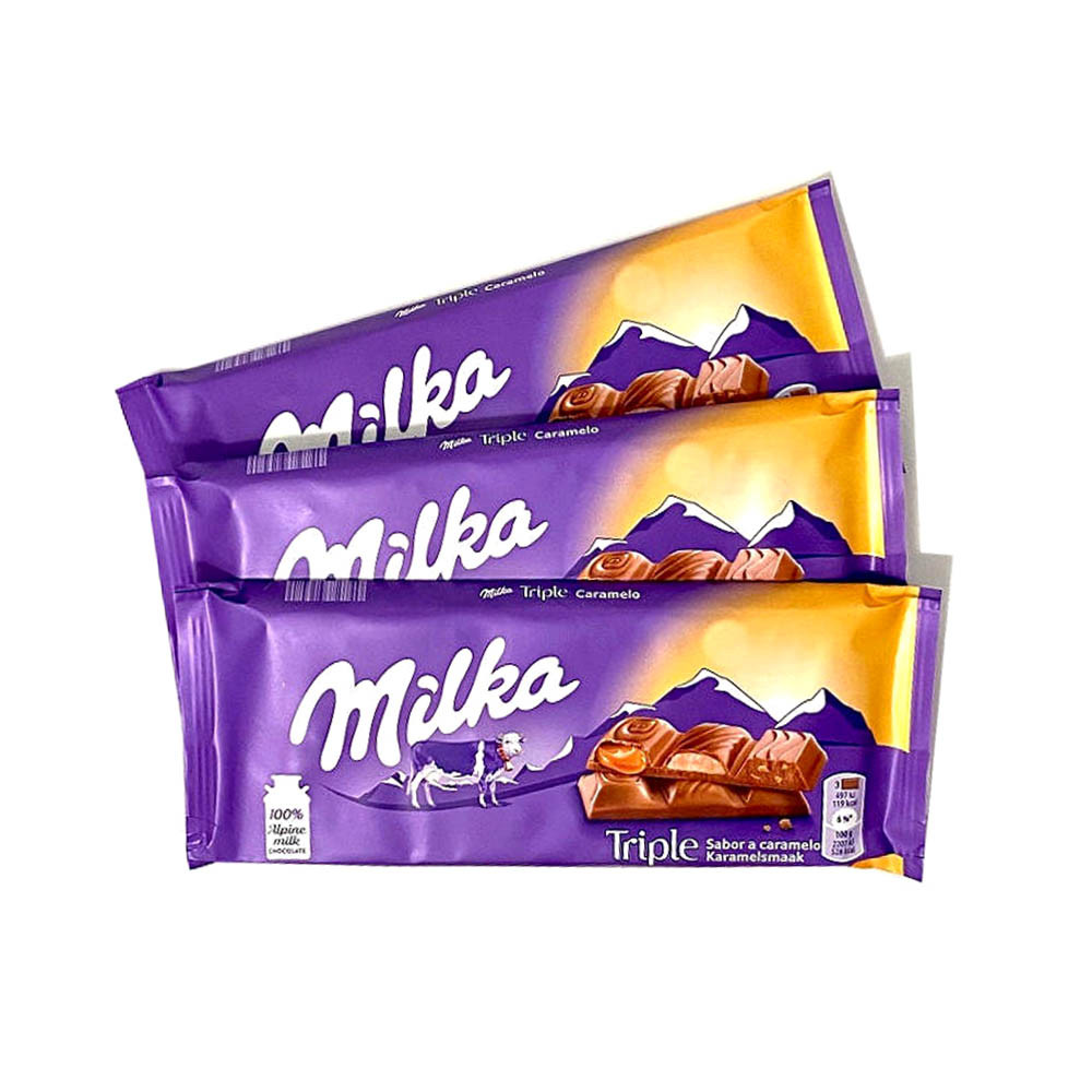 PACK 3 TABLETAS MILKA TRIPLE CARAMELO 90GR.